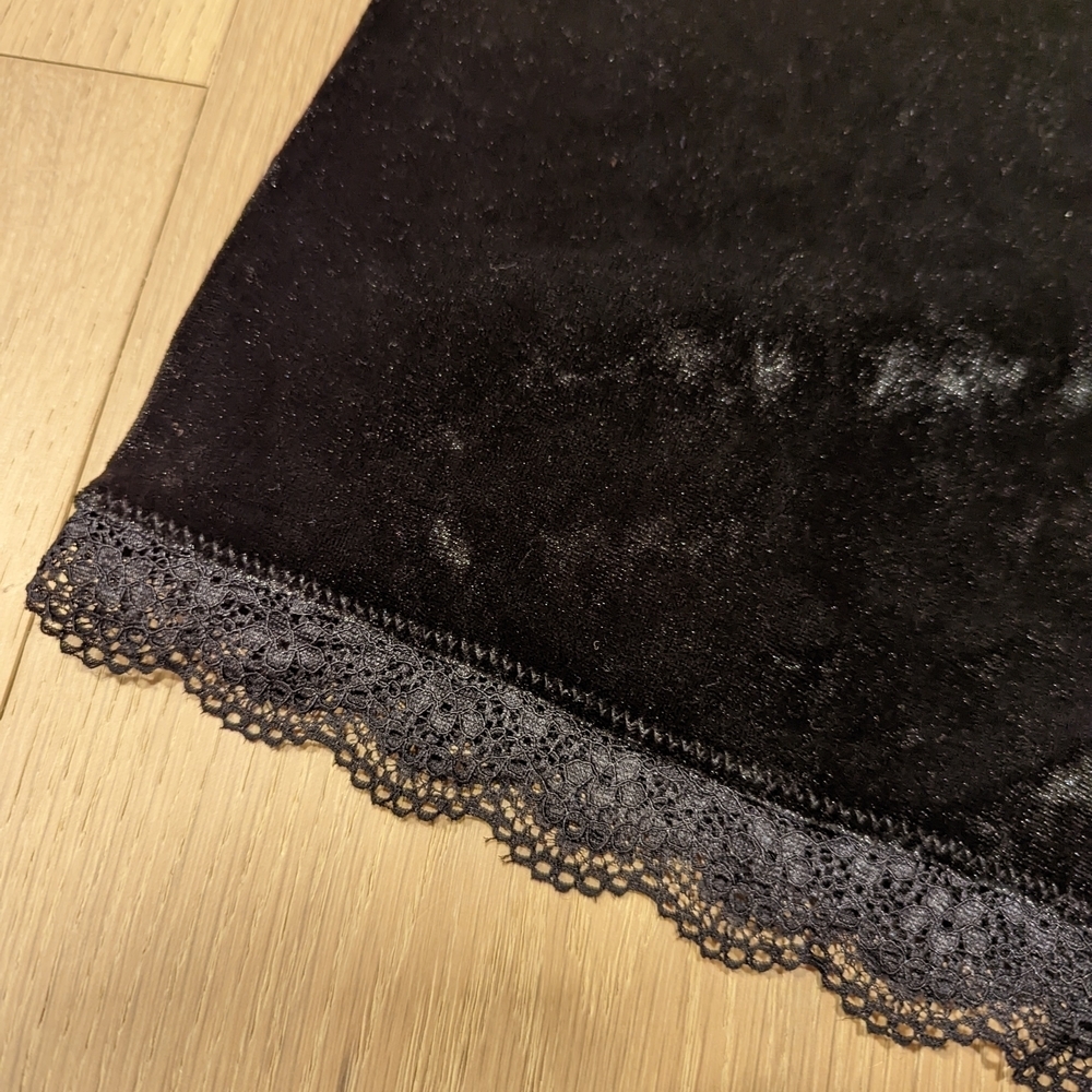 Whimsigoth BCBGMaxAzria Black Velvet Shorts with Lace Detail - Picture 6 of 6